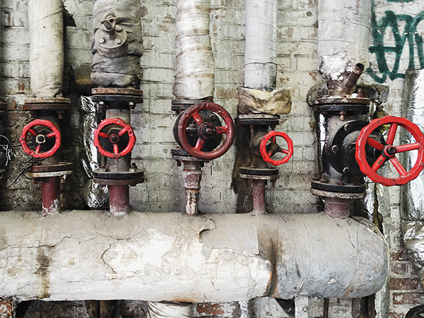 Valves and tubes in a factory