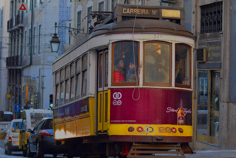 Historic Tram 28 in the early evening light.