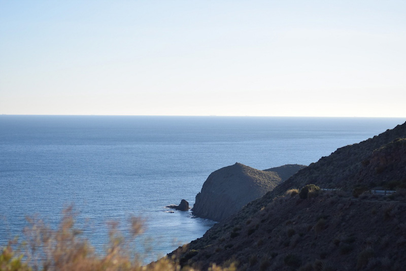 Travel photo of the calm Mediterranean coastline of Cabo de Gata Natural Park in Almeria Spain