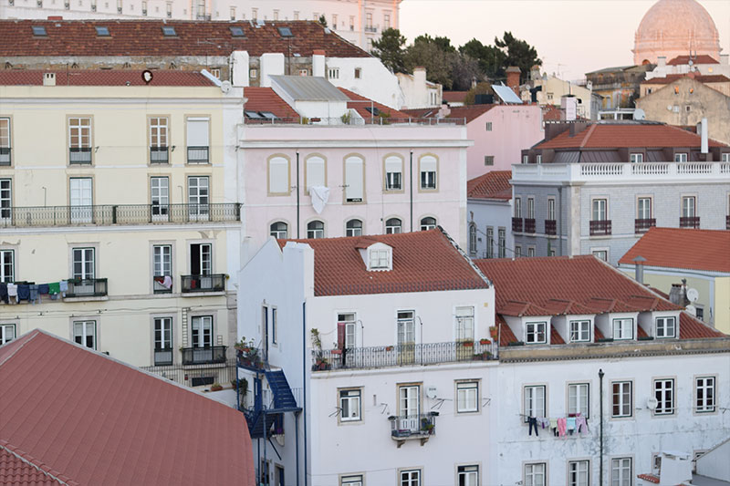 The rooftops of Lisbon Portugal Alfama neighborhood