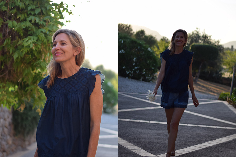 Photos of a women walking on a farm in Mallorca Spain