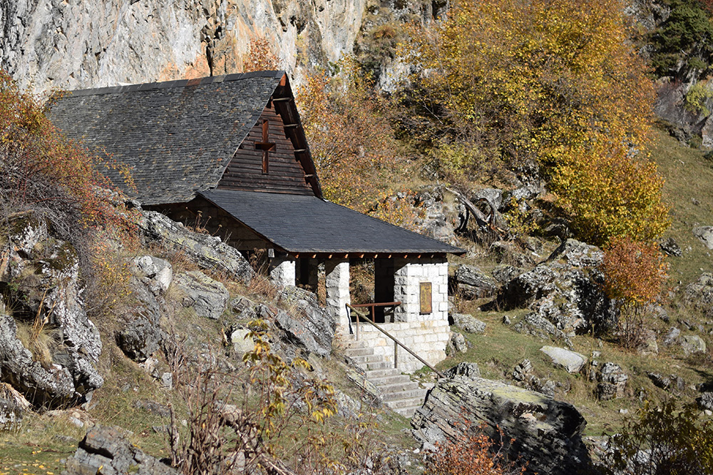 Photo of a small stone house in the Spanish Pyrenees near Espot, Spain.