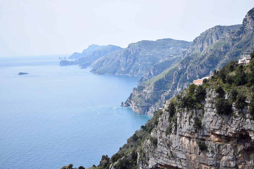 Photo of the Amalfi Coast of Italy from a hiking trail called The Path of the Gods.