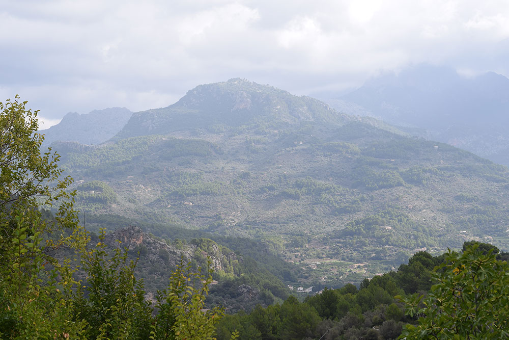 View of the hills surrounding the trail to Finca Son Mico in Mallorca, Spain.